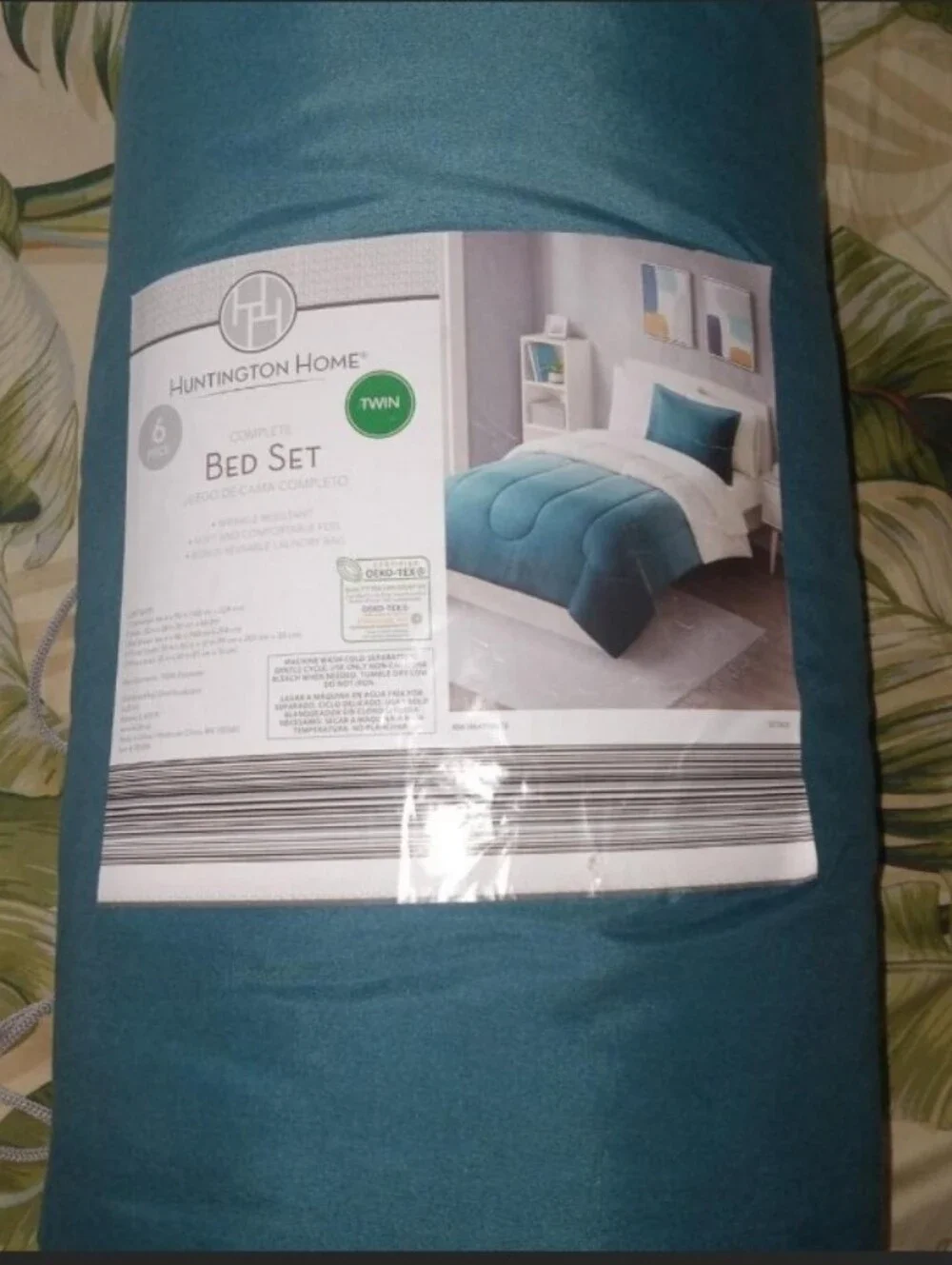 Huntington Home Twin Bed Set 6pc Solid Teal Wrinkle Resistant OEKO-TEX
